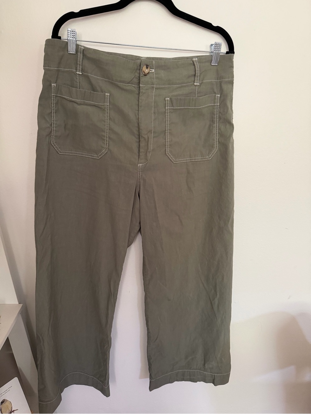 Maeve The Colette 33 Olive Green Wide Leg Cropped Pants